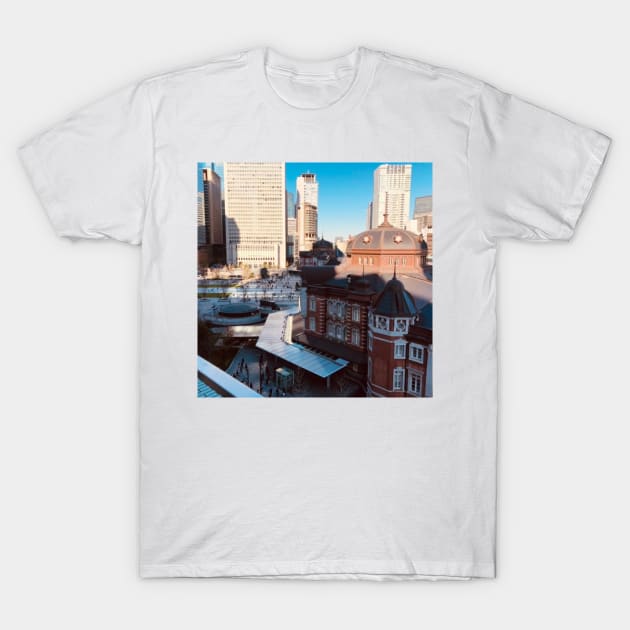 Tokyo station skyline T-Shirt by heihewhite